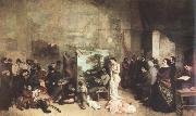 Gustave Courbet the studio of the painter,a real allegory oil painting on canvas